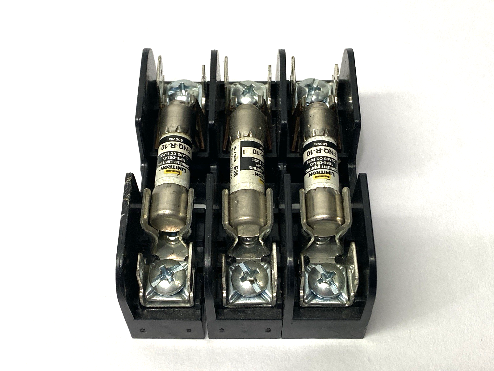 Ferraz Shawmut 30323R Fuse Block 600V 30A w/ Bussmann FNQ-R-10 Fuse LOT OF 3 - Maverick Industrial Sales