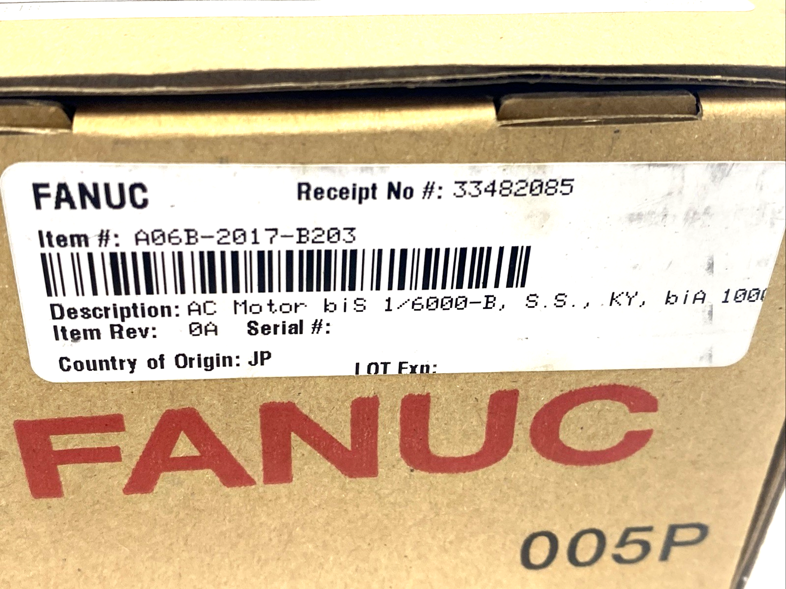 Fanuc A06B-2017-B203 AC Servo Motor BiS 1/6000-B 0.5kW - Maverick Industrial Sales