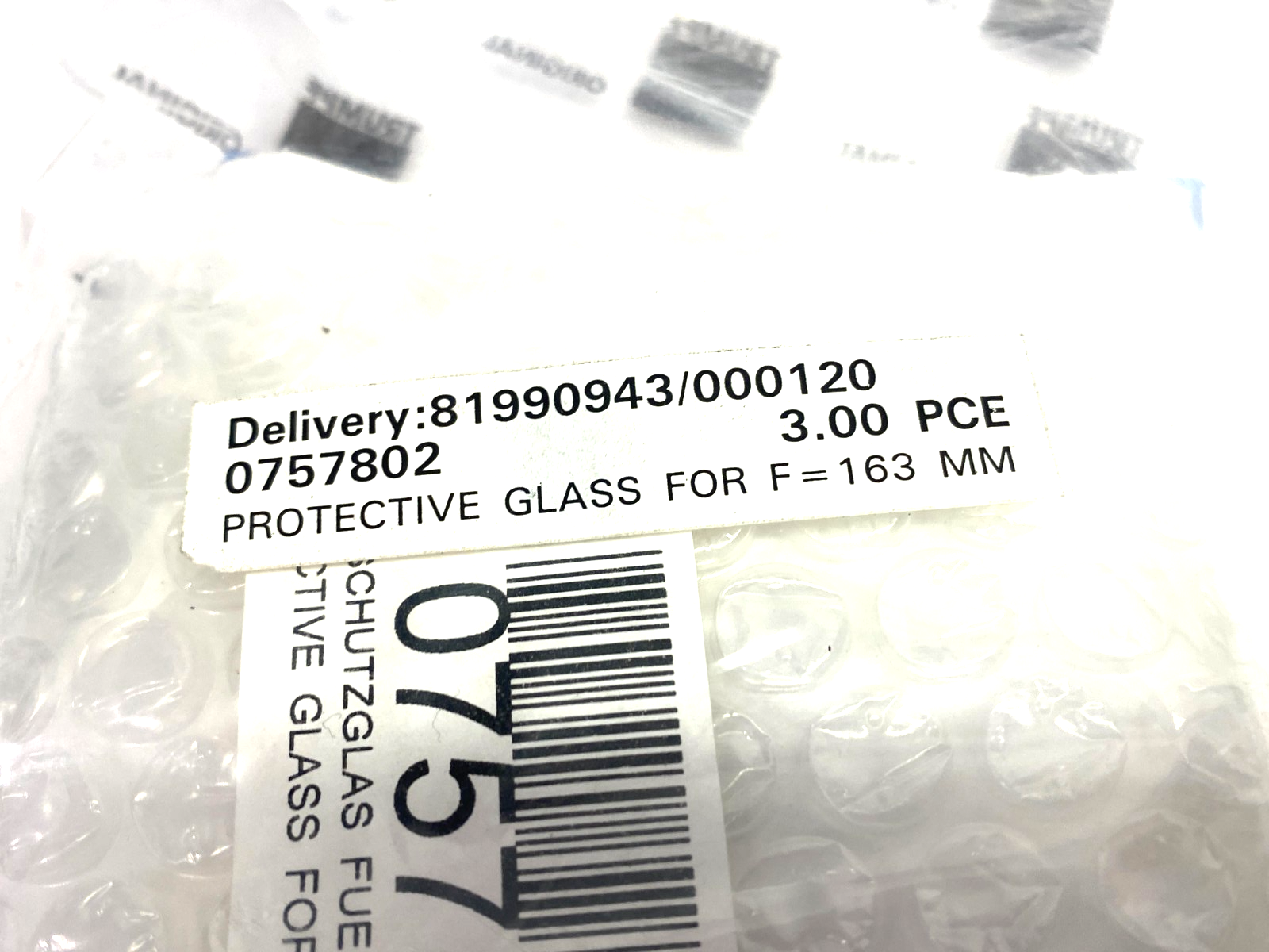 0757802 | Trumpf Protective Glass for F=163mm PKG OF 3 - New - Maverick Industrial Sales