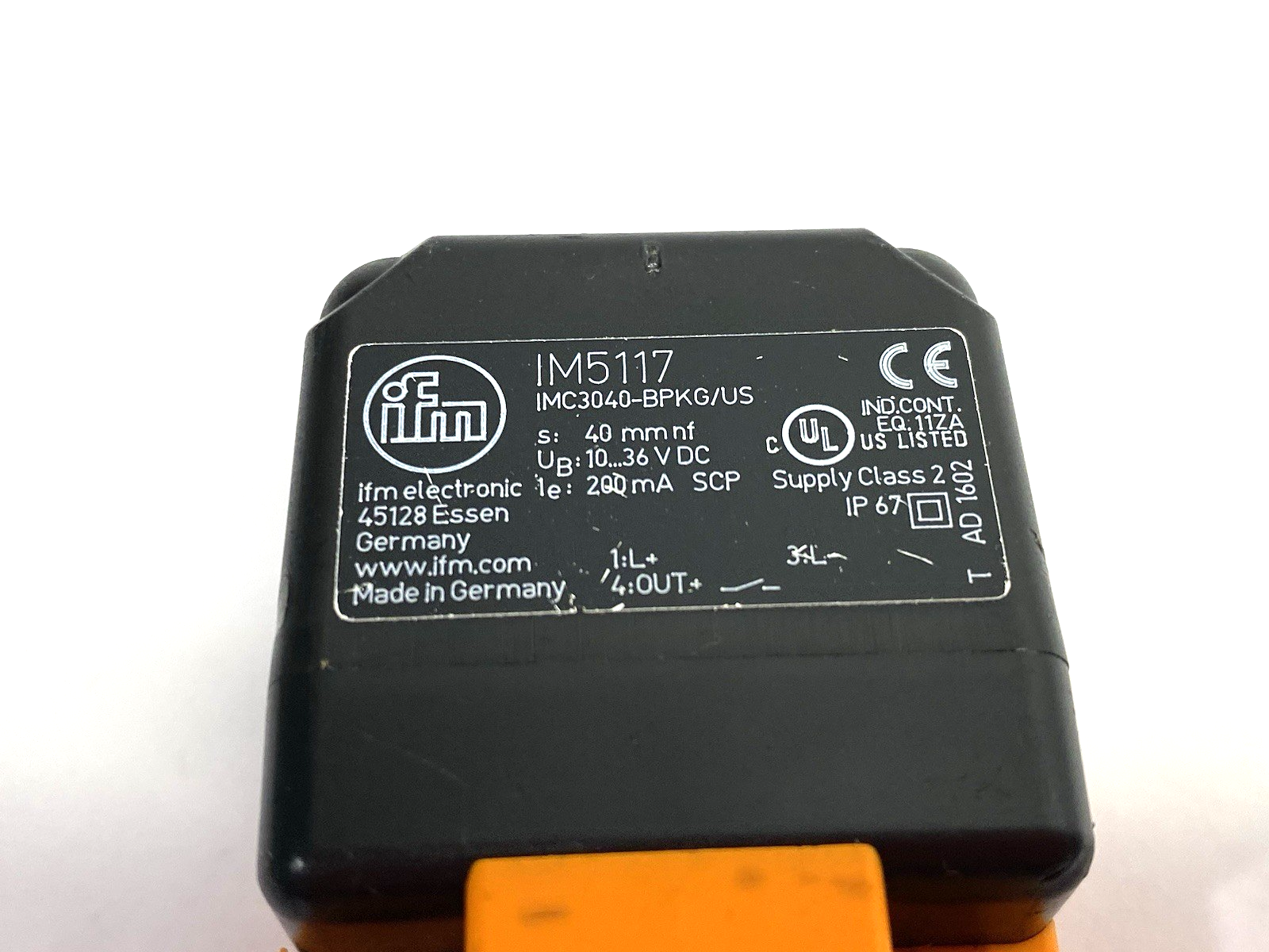 IM5117 | Ifm Inductive Cube Sensor, Long Sense Range, IMC3040-BPKG/US-100-DPS - Used - Maverick Industrial Sales