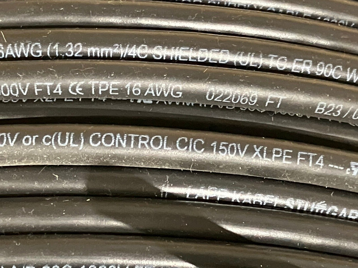 701700 | Lapp Multiconductor Cable, Shielded, 4 Conductor, 16 AWG, Black 1280' FT - New – Open box - Maverick Industrial Sales