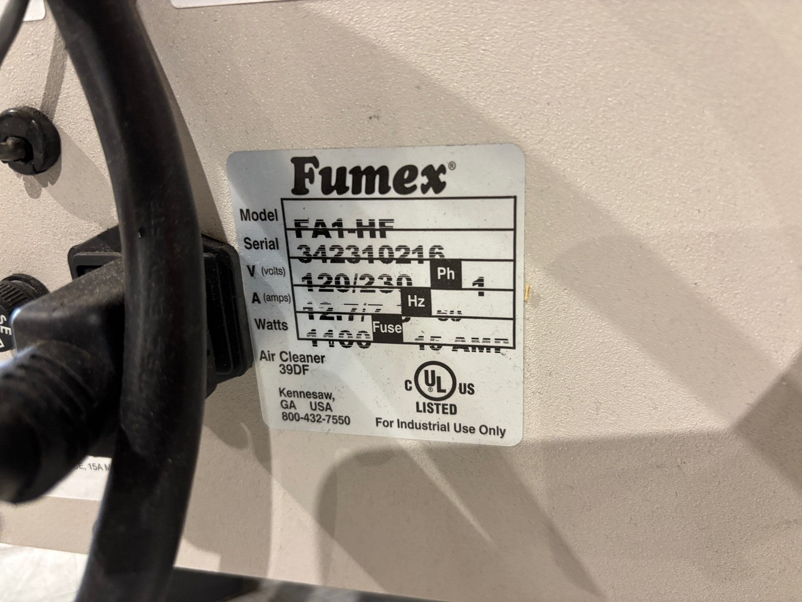 Fumex FA1-HF High Flow Fume Extracting Systm, Laser, Medical, Lab, FA101D, FA102 - Maverick Industrial Sales