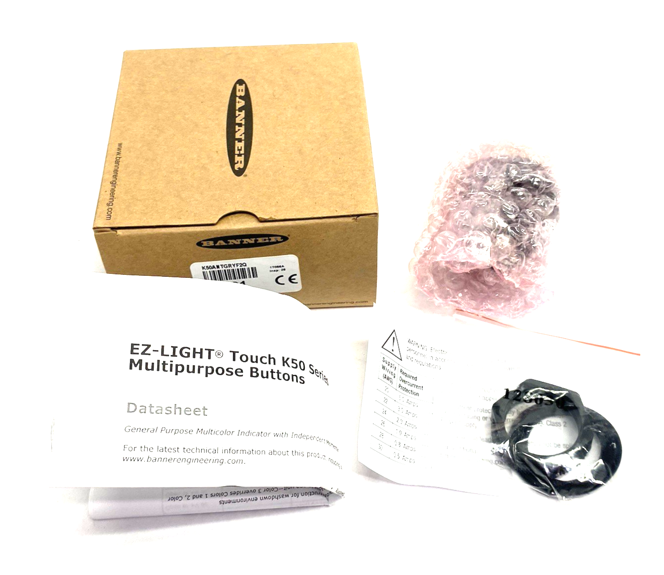 Banner K50ANTGRYF2Q EZ-LIGHT 50mm Multi-Input Multi-Color Touch Button 30131 - Maverick Industrial Sales