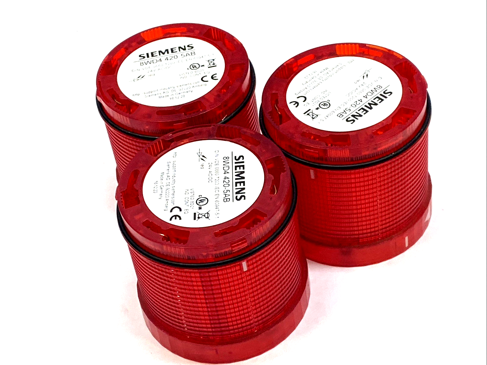 Siemens 8WD4 420-5AB Red LED Signal Tower Light 24V AC/DC LOT OF 3 - Maverick Industrial Sales