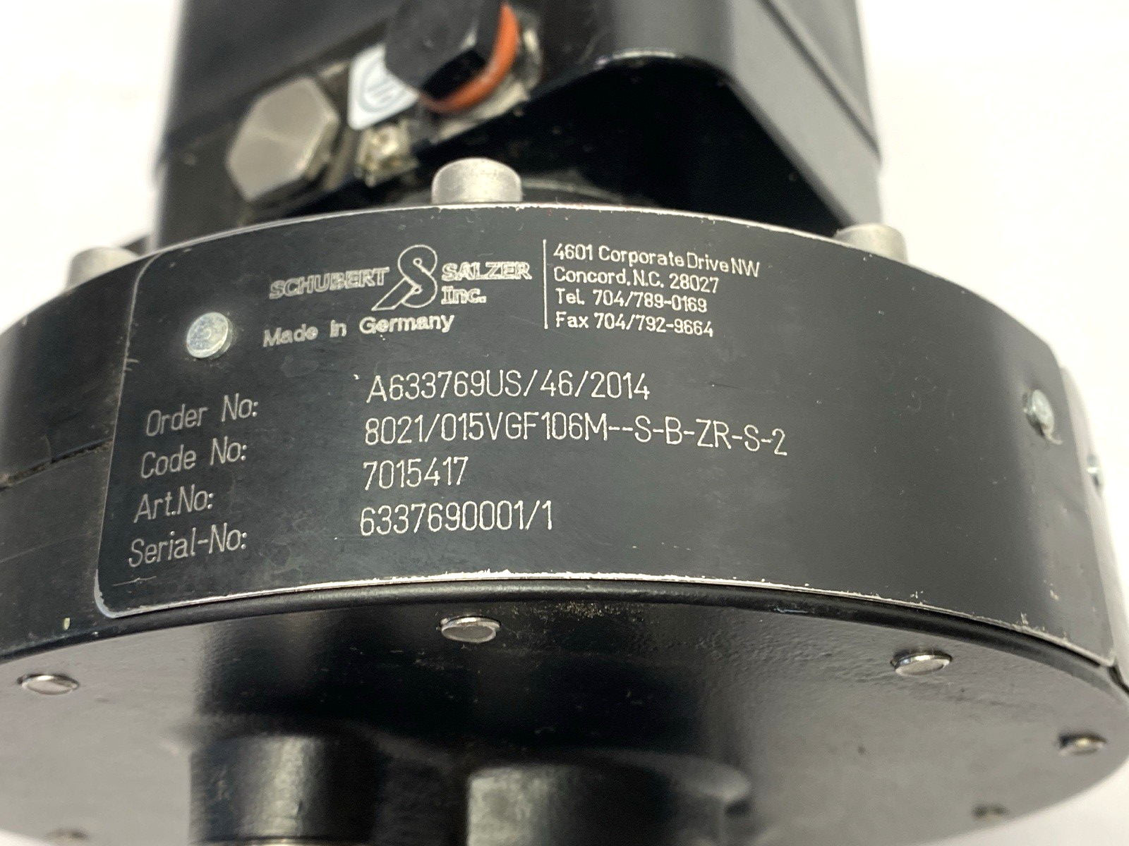 Schubert & Salzer 8021/015VGF106M-S-B-ZR-S-2 Sliding Gate Control Valve 8021-GS3 - Used - Maverick Industrial Sales