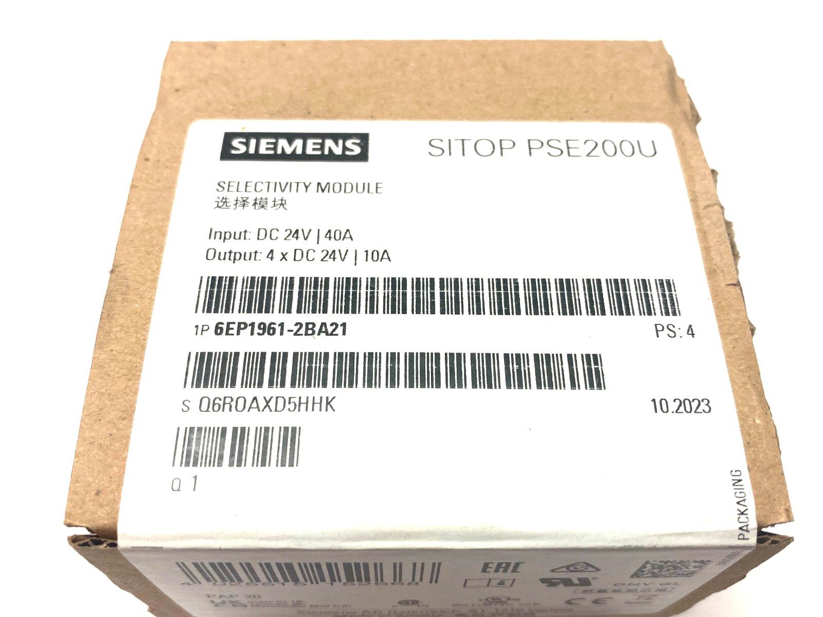 Siemens 6EP1961-2BA21 SITOP PSE200U Selectivity Module 4-Channel Output 24VDC - Maverick Industrial Sales