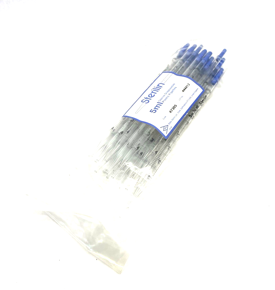 Bibby Sterilin 47305 5mL Sterile Disposable Plastic Pipettes, Clear, 25-PACK - Maverick Industrial Sales