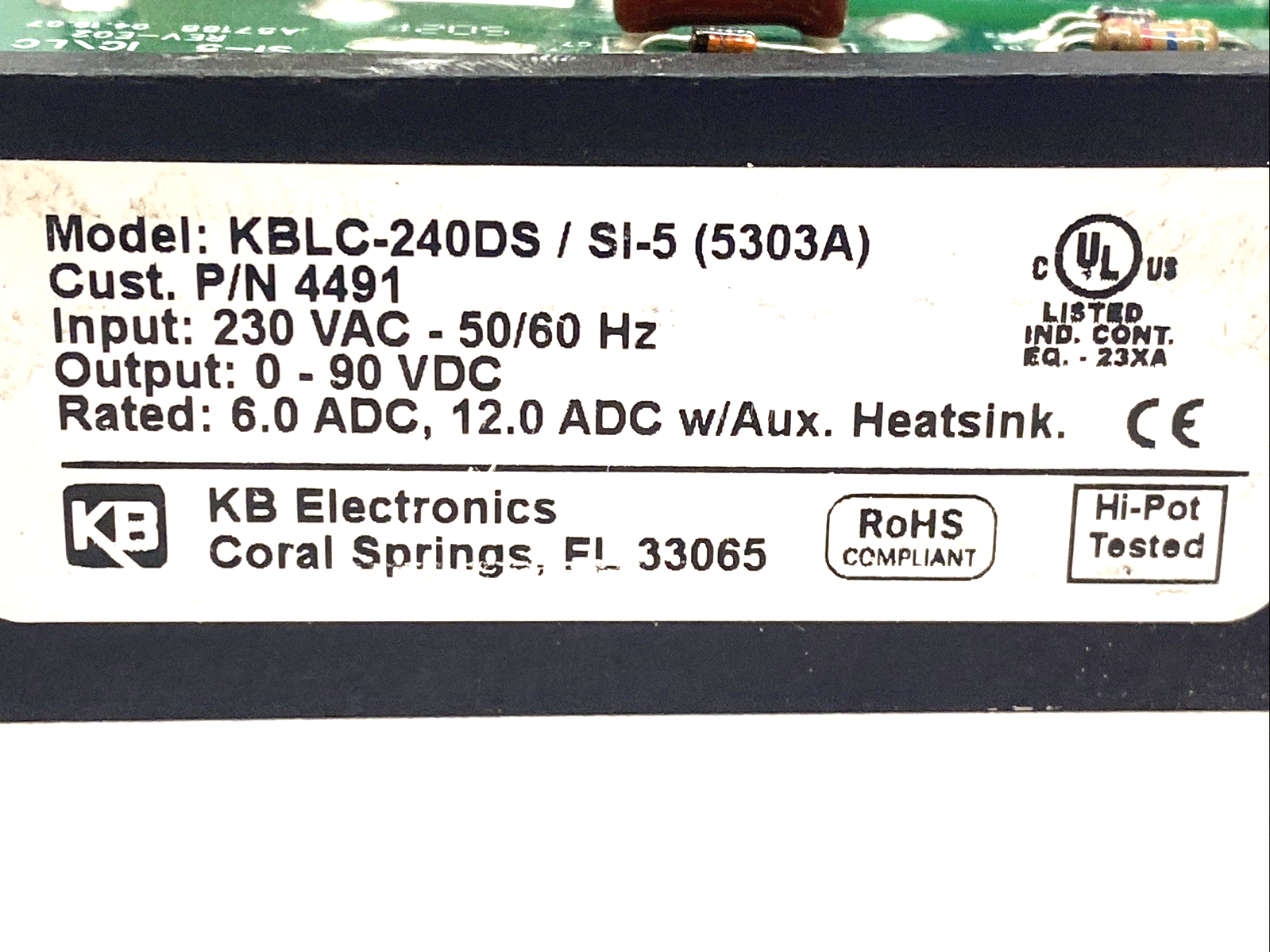 KBLC-240DS | KB Electronics DC Motor Speed Controller 0-90VDC 230VAC - For parts or not working - Maverick Industrial Sales