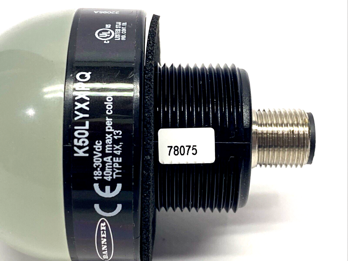 K50LYXXPQ, 78075 | Banner K50LYXXPQ 50mm General Purpose LED Indicator, Yellow, M12, 78075 - Maverick Industrial Sales