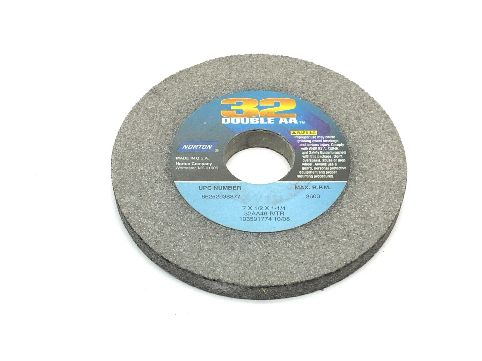 Norton 32AA46-IVTR Grinding Wheels 1-1/4" Bore 3600 RPM LOT OF 5 - Maverick Industrial Sales