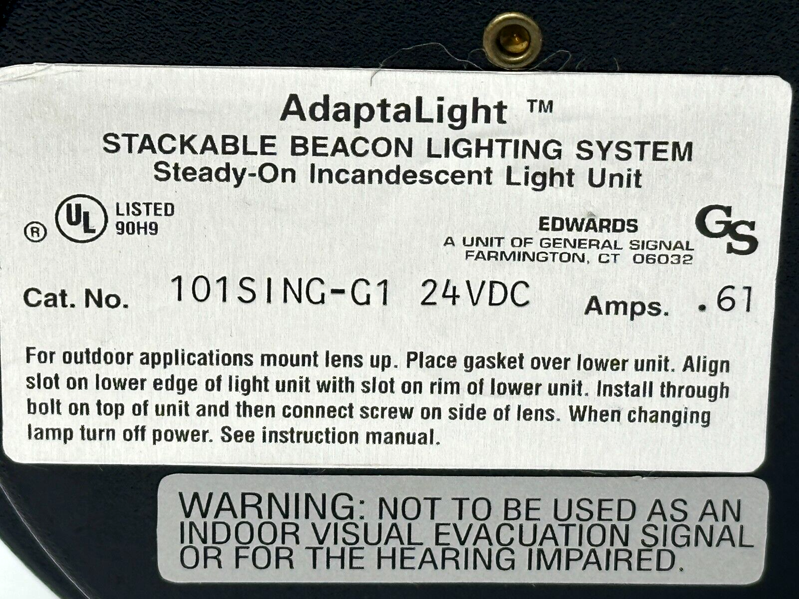 Edwards 101SING-G1 AdaptaLight 101 Series Stackable Beacon Light Green .61A 24V - Maverick Industrial Sales