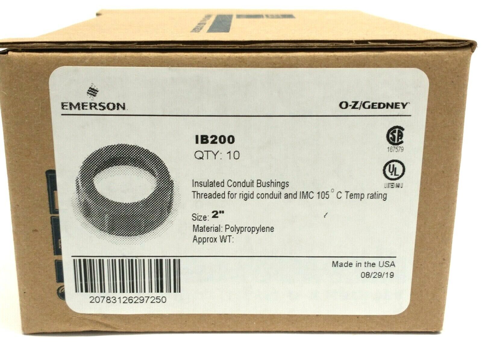 OZ Gedney IB200 Insulating Threaded Conduit Bushing 2" Polypropylene LOT OF 10 - Maverick Industrial Sales