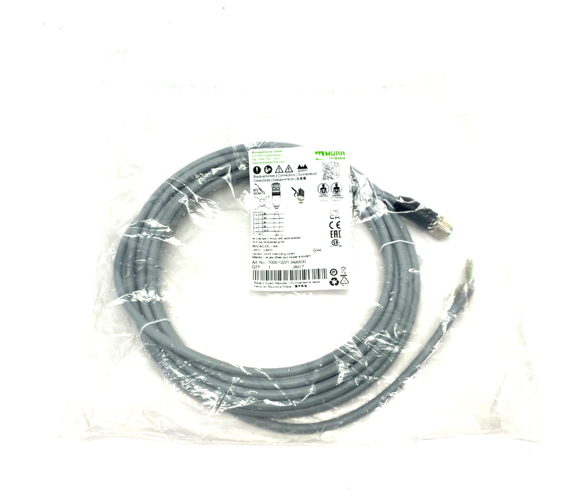 7000-13221-3490500 | Murrelektronik Single Ended M12 Female Cordset 0° A-cod. - New - Maverick Industrial Sales