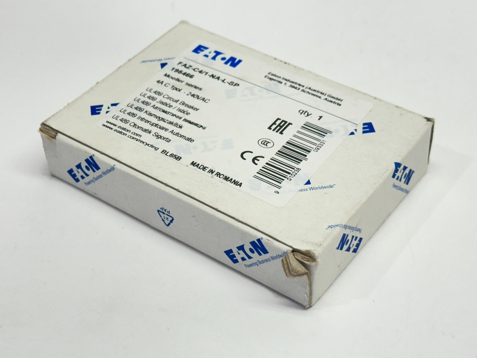 Eaton FAZ-C4/1-NA-L-SP Circuit Breaker 1-Pole 4A 195466 - Maverick Industrial Sales