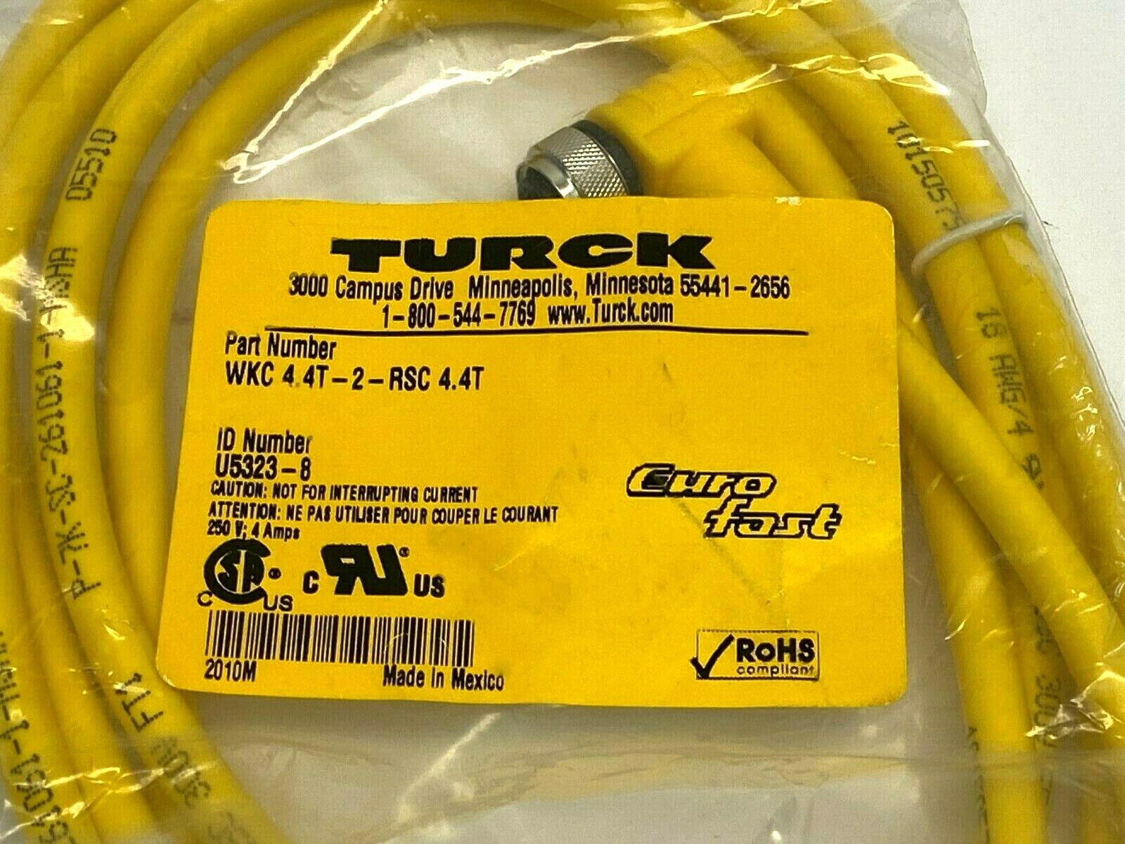 Turck WKC 4.4T-2-RSC 4.4T Eurofast Double Ended Cordset U5323-8 - Maverick Industrial Sales