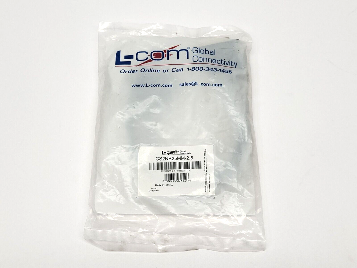 L-Com CS2NB25MM-2.5 Black D-Sub Cable Male/Male Connectors 2.5' - Maverick Industrial Sales