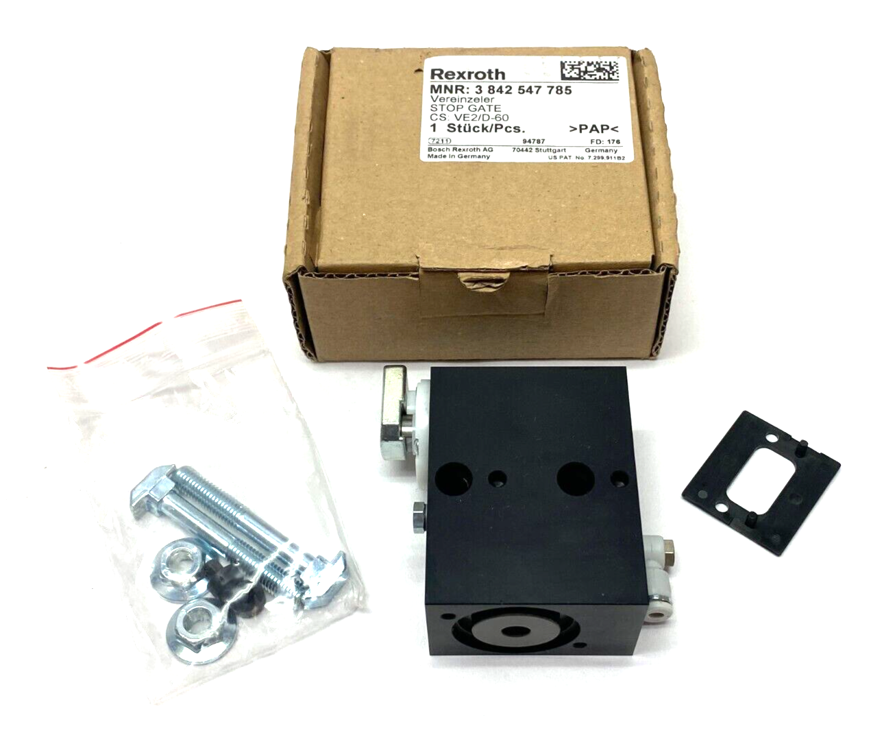 Bosch Rexroth 3842547785 Pneumatic Stop Gate Typ VE2/D-60 - Maverick Industrial Sales