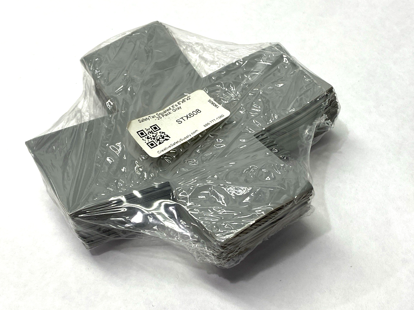 STX608 | SafetyTac Squared X's Gray Floor Marking Sticker 6" x 6" x 2" PKG OF 25 - New - Maverick Industrial Sales