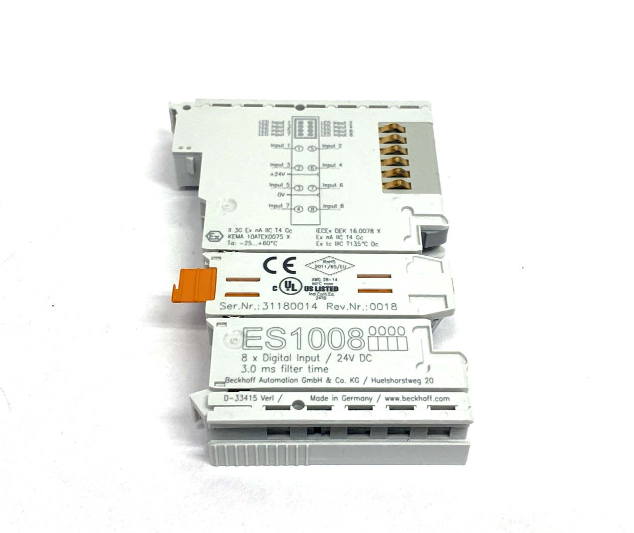 Beckhoff ES1008 Digital Input Module MISSING TERMINAL - Maverick Industrial Sales