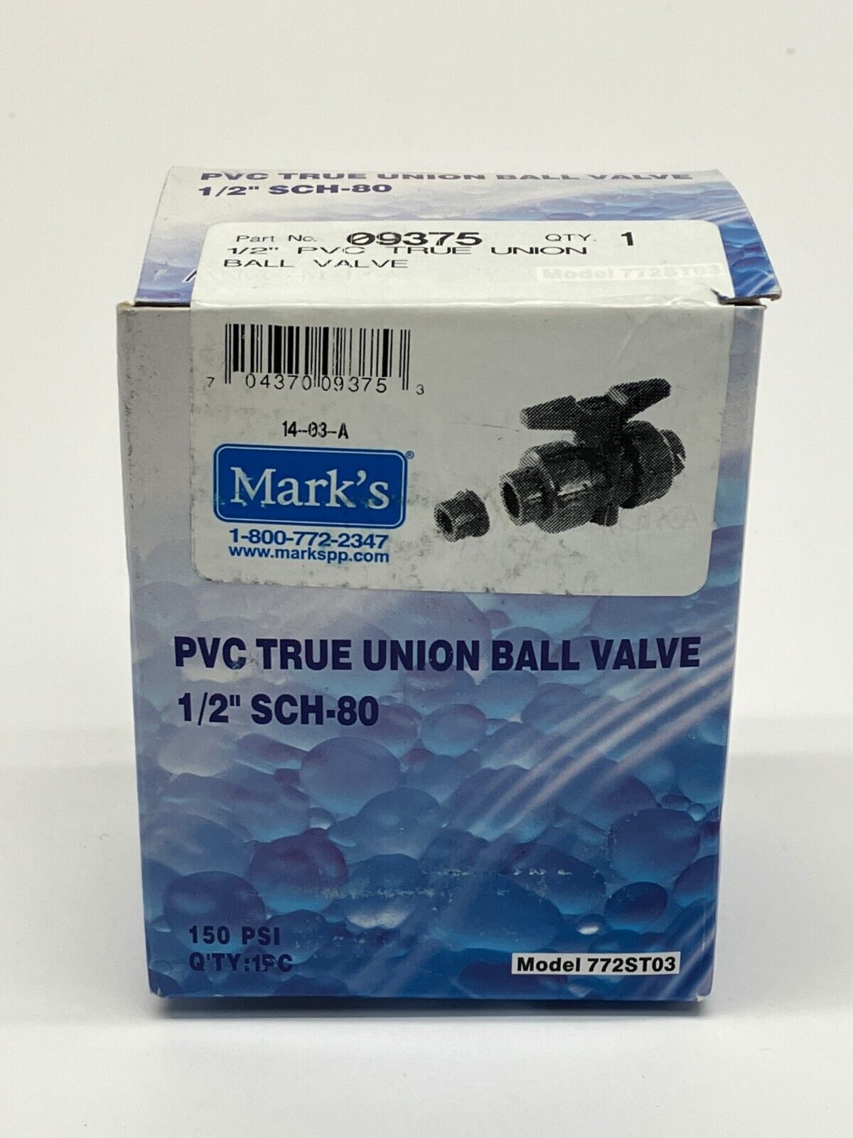 Matco-Norca 772ST03 PVC True Union Ball Valve 1/2" SCH-80 150 PSI - Maverick Industrial Sales