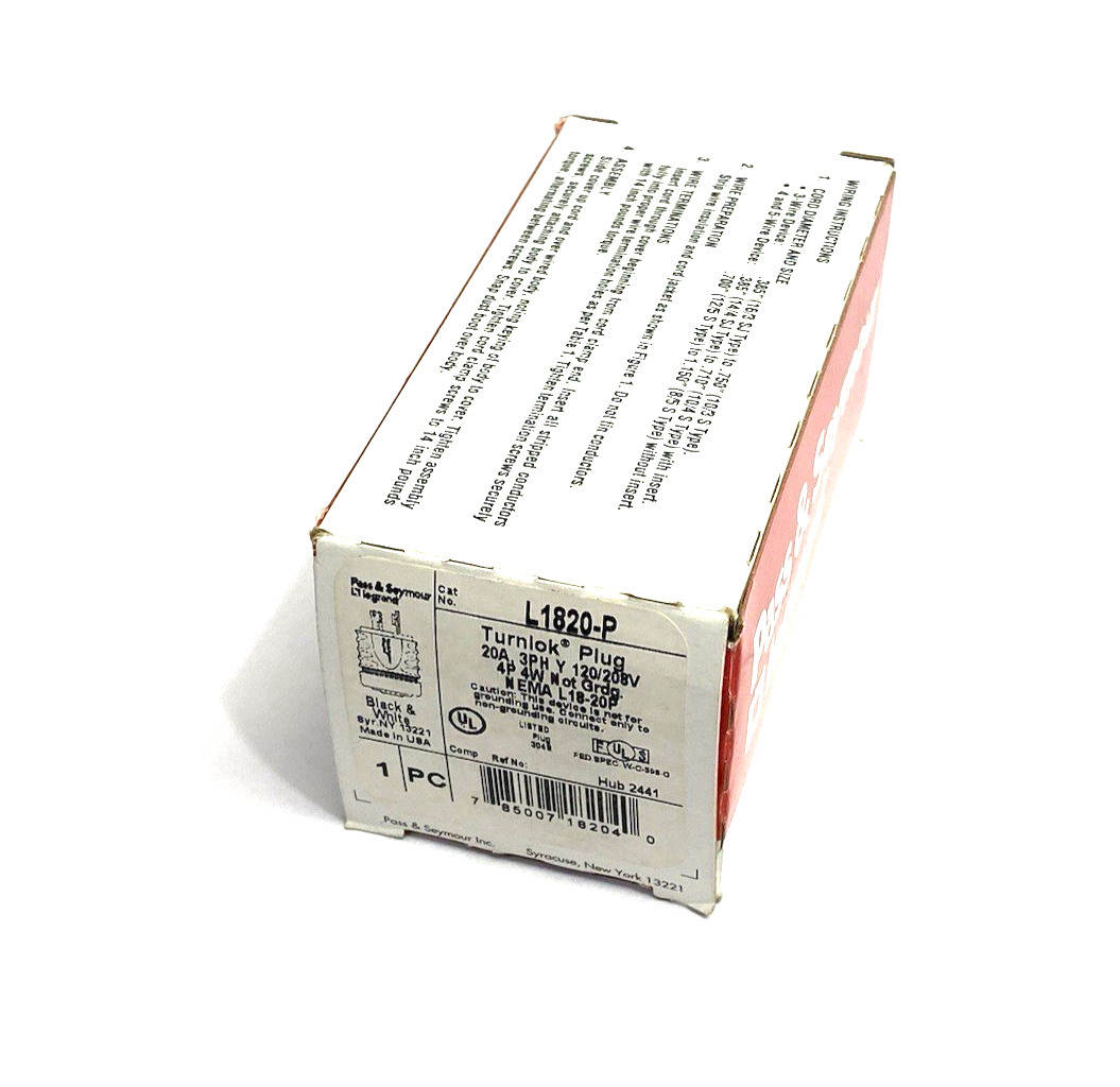 L1820-P | Pass & Seymour Legrand Turnlok Plug 20A 3PH 120/208V 4P 4W - New Other - Maverick Industrial Sales