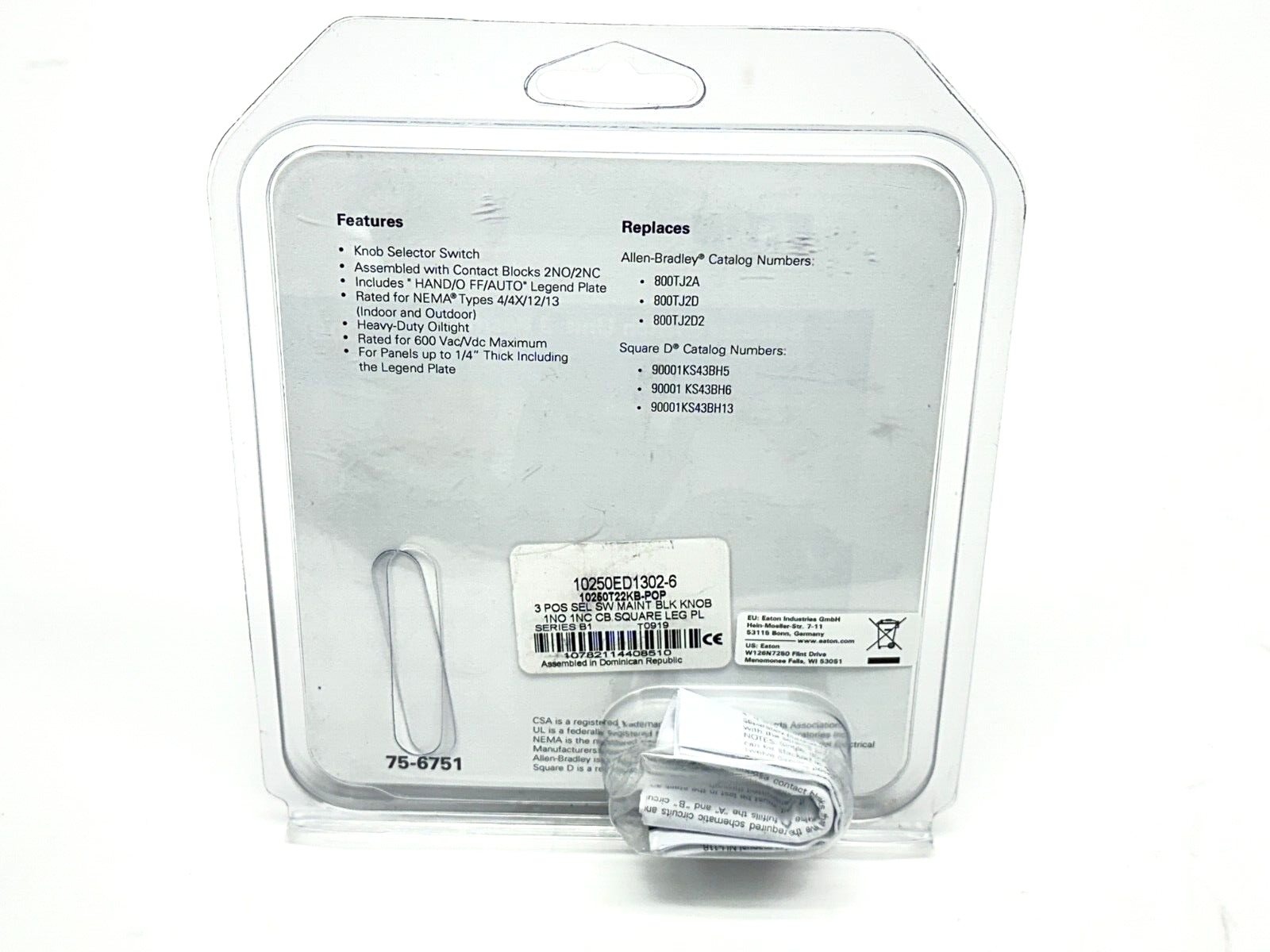 Eaton 10250T22KB-POP Selector Switch Unit 3-Position Black - Maverick Industrial Sales