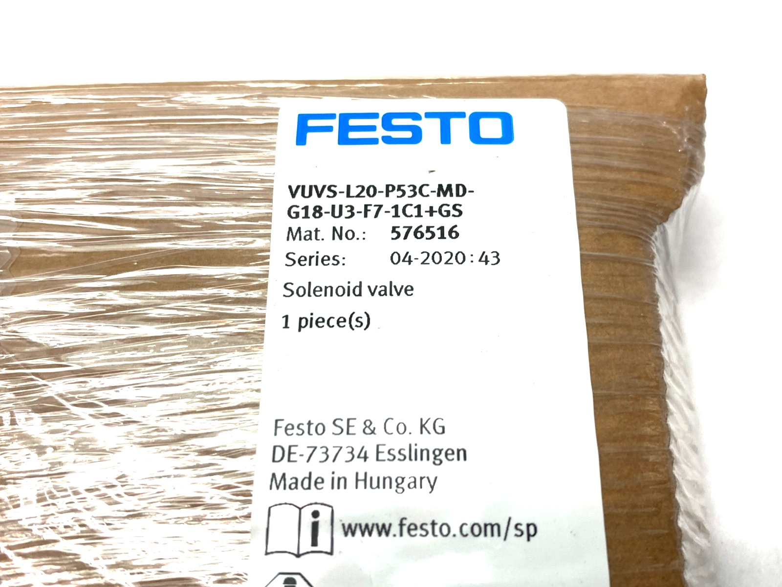 Festo VUVS-L20-P53C-MD-G18-U3-F7-1C1+GS Solenoid Valve 576516 - Maverick Industrial Sales