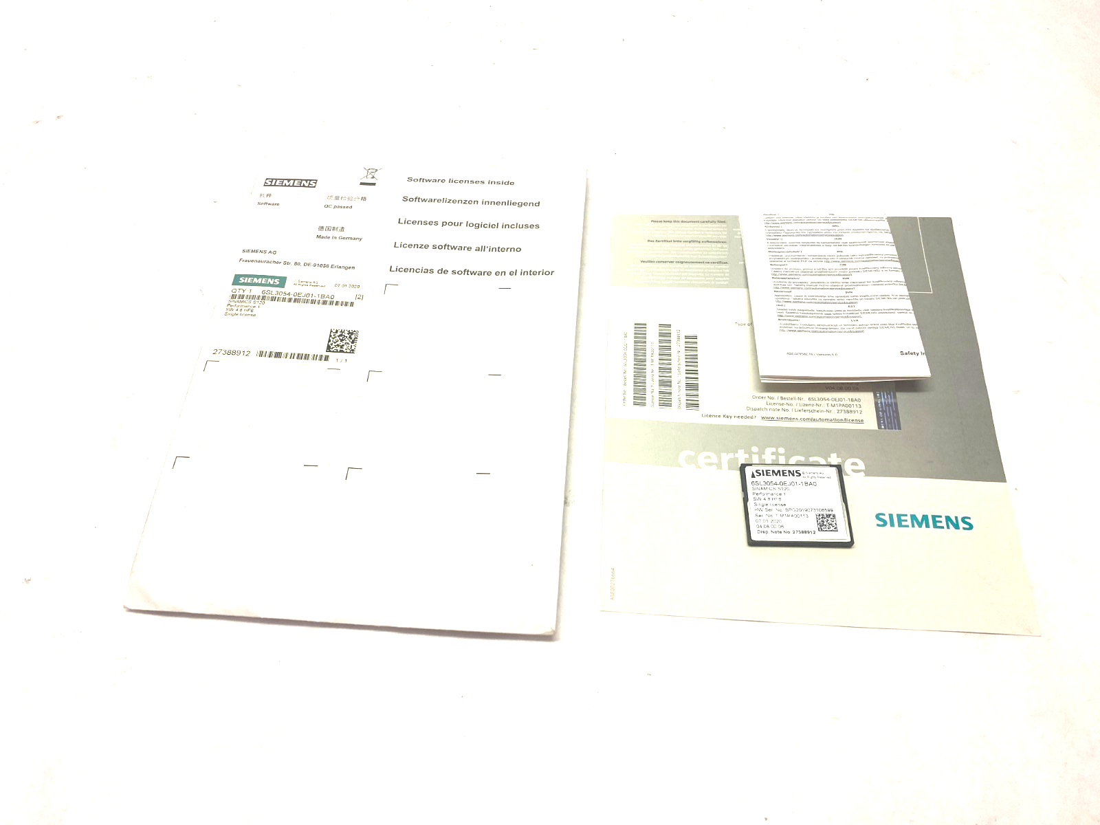 Siemens 6SL3054-0EJ01-1BA0 SINAMICS S120 CompactFlash Card SW 4.8 HF6 - Maverick Industrial Sales