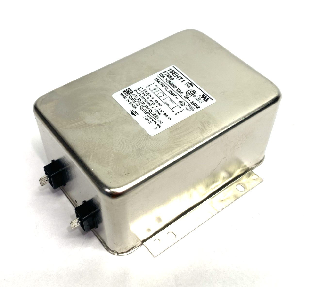 15EHT1 | TE Connectivity Corcom Single Phase Filter 15A 250VAC- Used - Maverick Industrial Sales