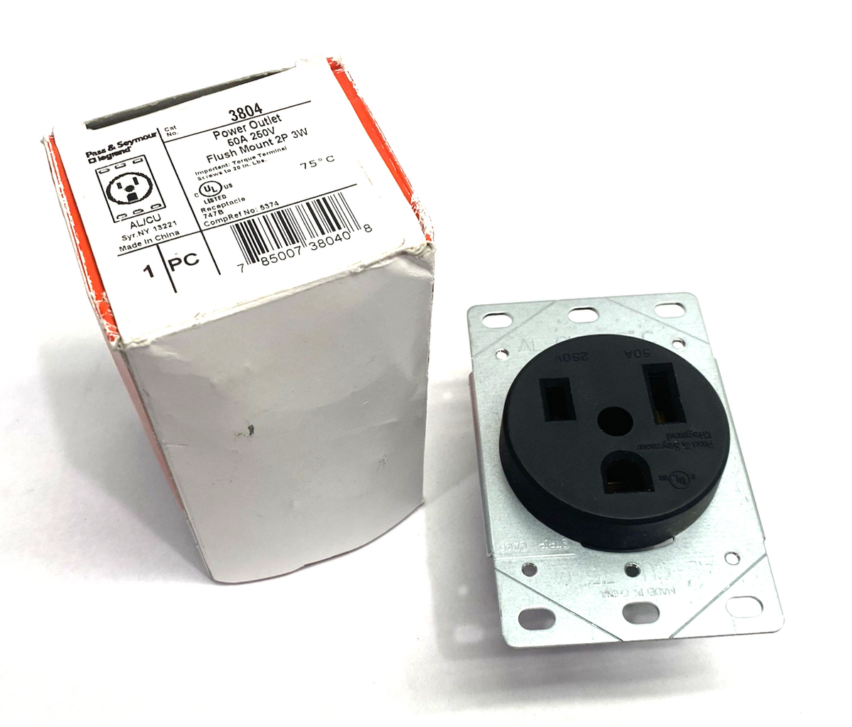 Pass & Seymour Legrand 3804 Single Flush Receptacle Power Outlet 50A 250V - Maverick Industrial Sales