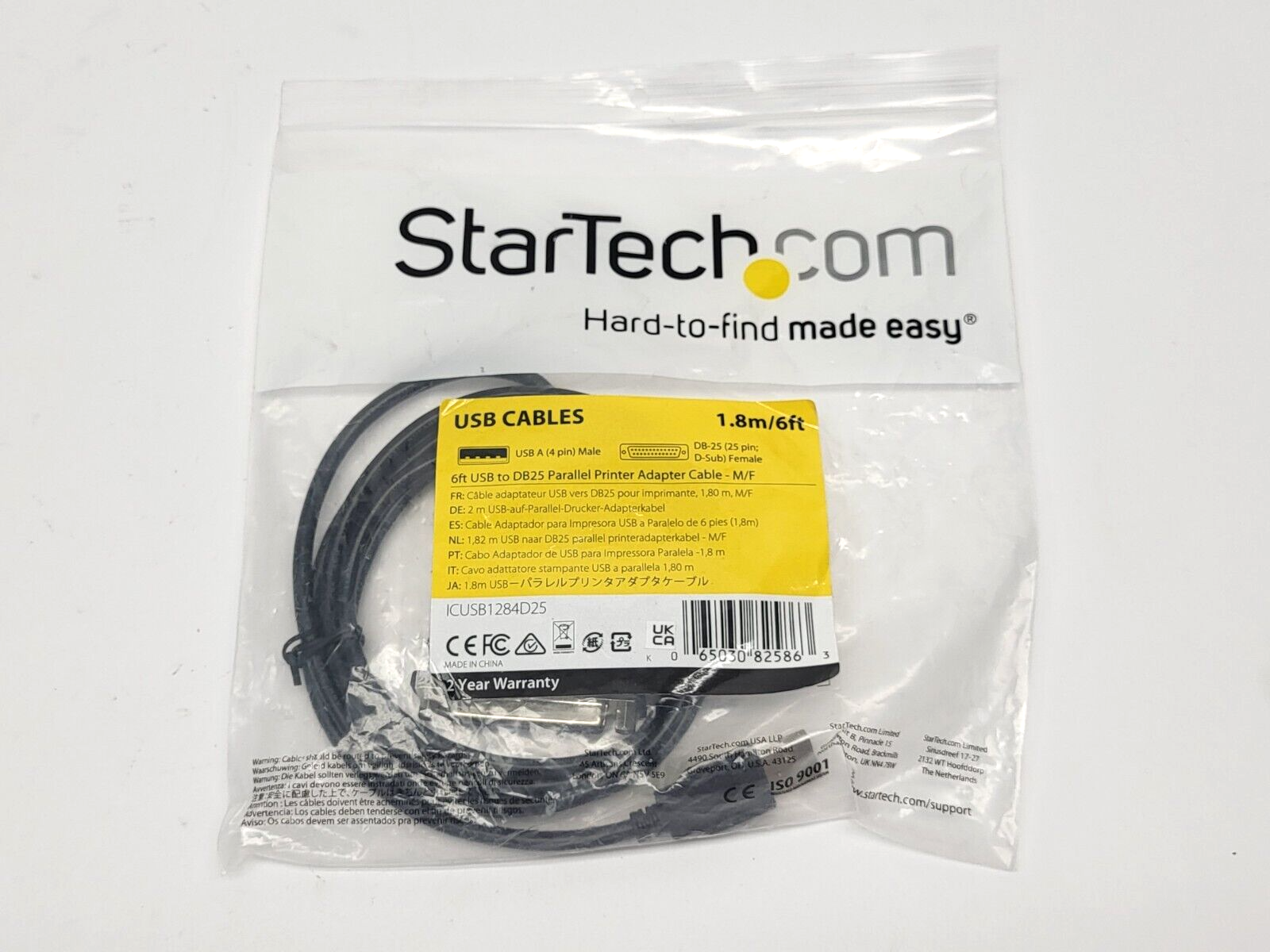 StarTech ICUSB1284D25 Parallel Printer Adapter Cable USB to DB25 6' LOT OF 3 - Maverick Industrial Sales