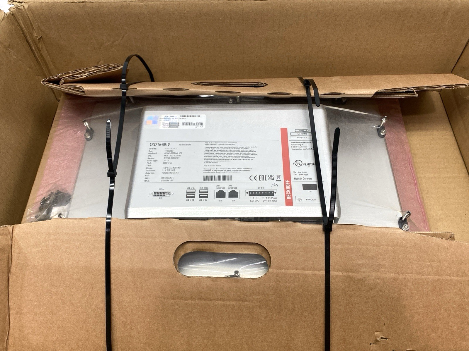Beckhoff CP2716-0010 Fanless Multi-Touch Built-In Panel PC 15.6" Display 24VDC - Maverick Industrial Sales