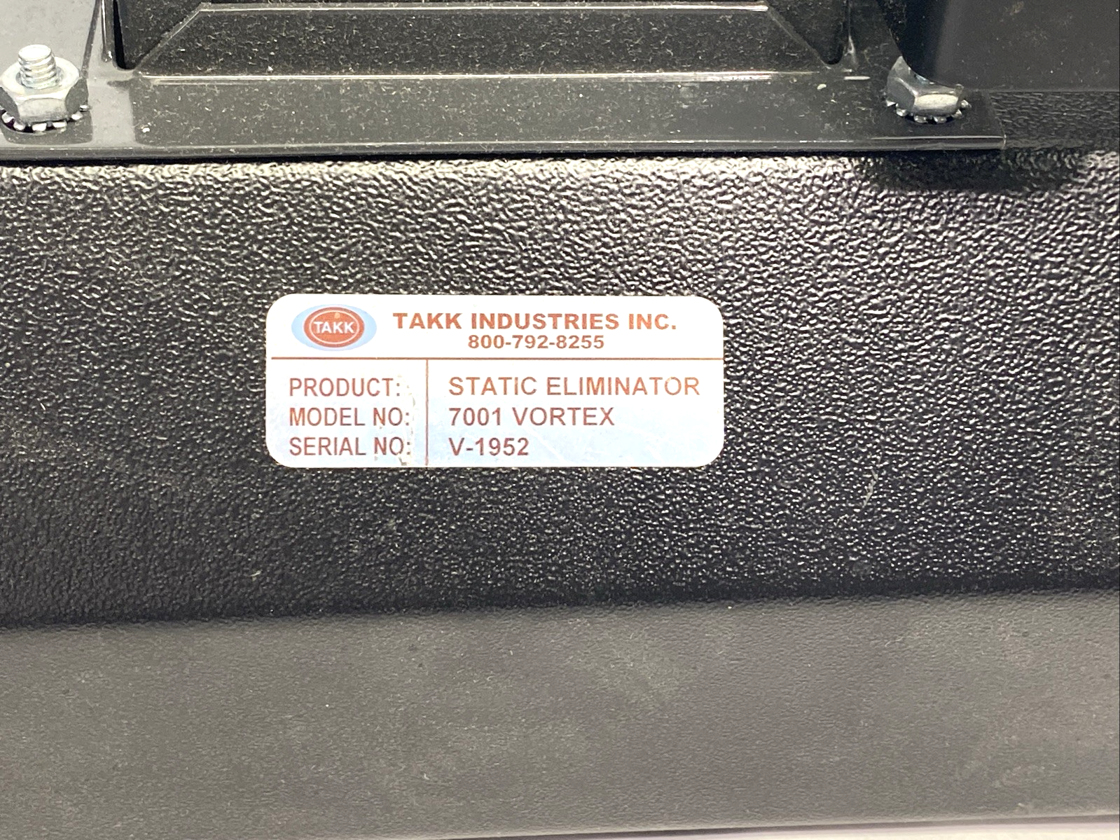 7001 | Takk Model VORTEX Static Eliminator, 2000S Static Neutralizing Power Supply - Used - Maverick Industrial Sales