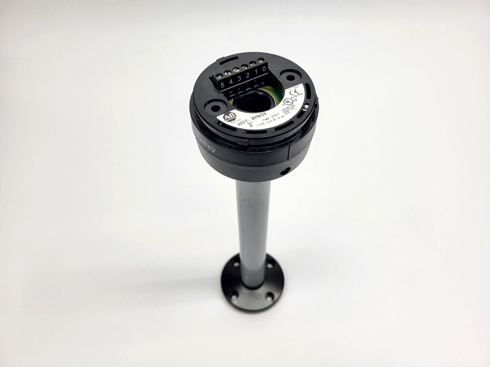 855T-BPM25 | Allen Bradley Ser. B Stack Light 25cm Pole Mounting Base w/ Foot - Used - Maverick Industrial Sales
