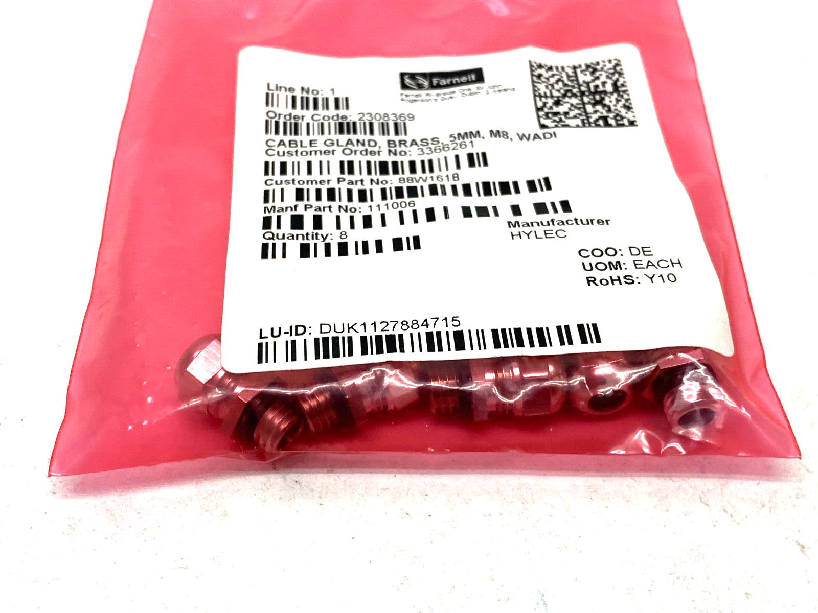 Hylec 111006 Nickel Plated Brass Cable Gland 5mm M8 WADI PKG OF 8 - Maverick Industrial Sales