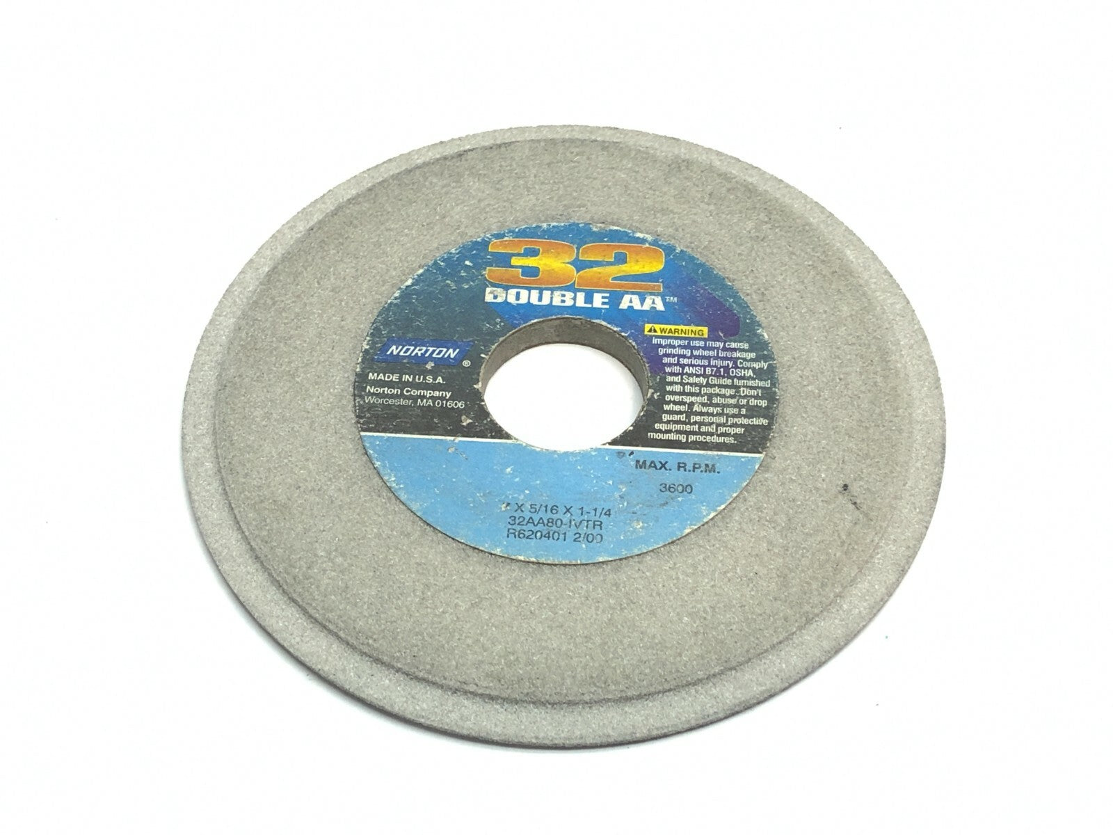 Norton 32AA80-IVTR Grinding Wheels 1-1/4" Bore 3600 RPM LOT OF 5 - Maverick Industrial Sales
