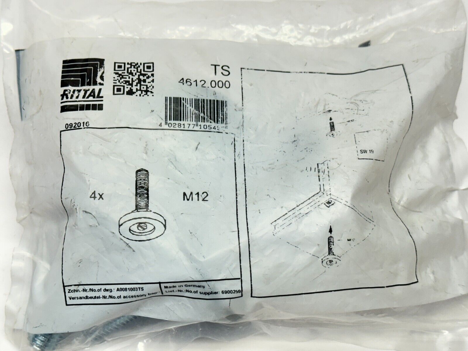 4612000 Rittal 4612.000 | Rittal TS 4612.000 Leveling Feet M12 PKG OF 4