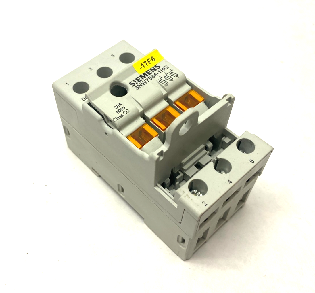 Siemens 3NW7534-1HG Fuse Holder Class CC 3-Pole MISSING TERMINAL COVER - Maverick Industrial Sales
