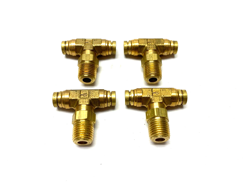 Parker 172PTC-4-4 Push-to-Connect Male Swivel Tee Fitting Brass 1/4" PKG OF 4 - Maverick Industrial Sales