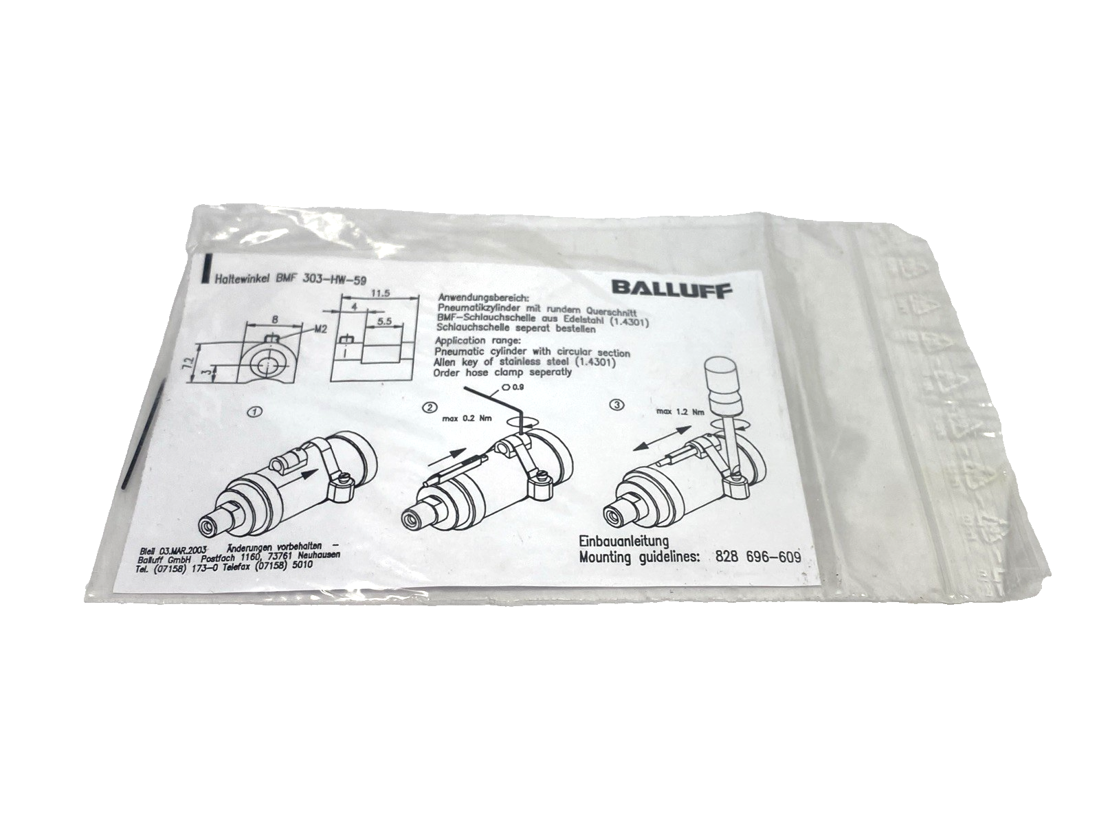 BAM00L7 | Balluff Magnetic Sensor Mounting Bracket BMF 303-HW-59 - New – Open box - Maverick Industrial Sales