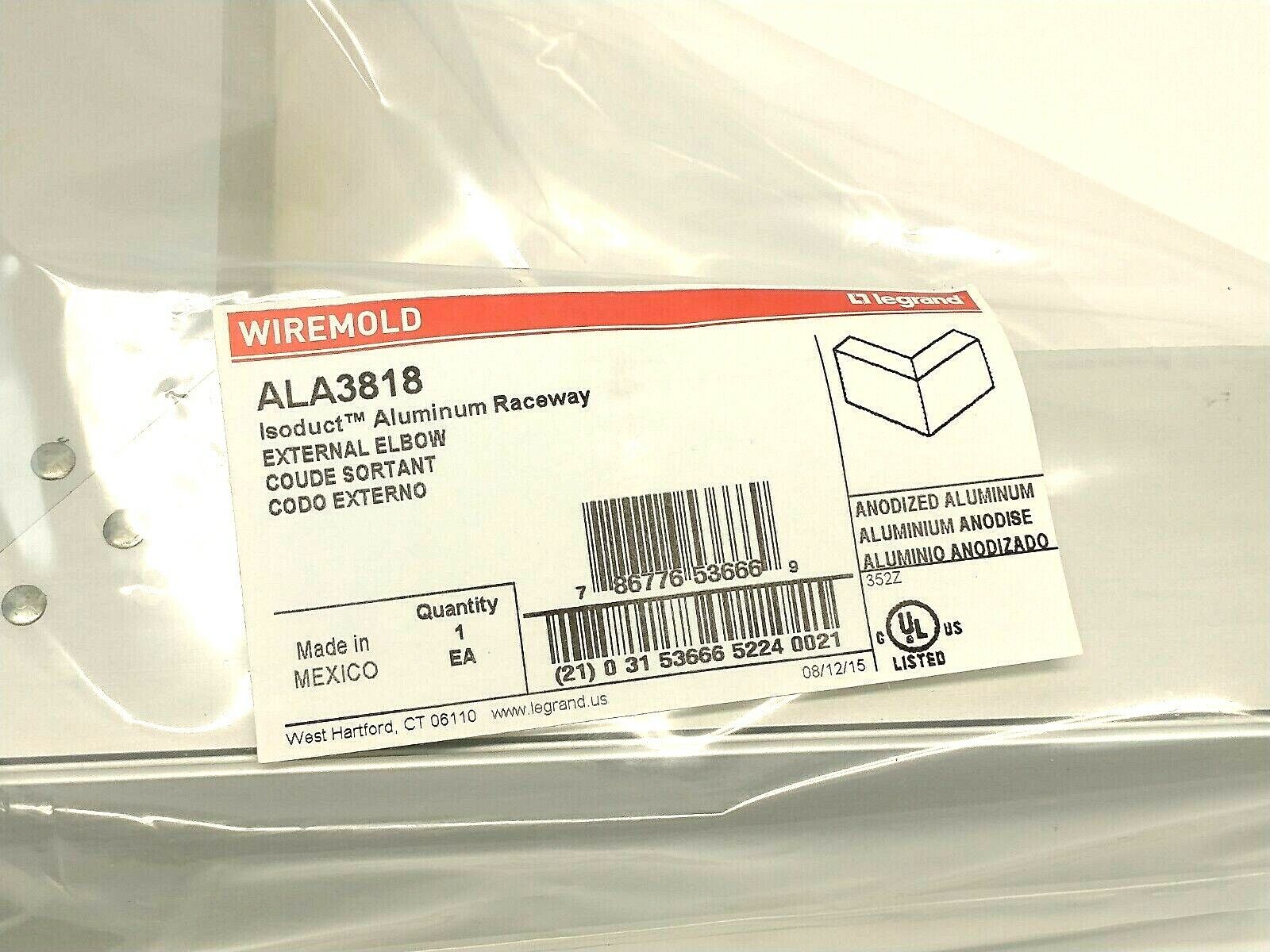 Legrand Wiremold ALA3818 Isoduct Aluminum External Elbow 90 Degree BOX OF 4 - Maverick Industrial Sales