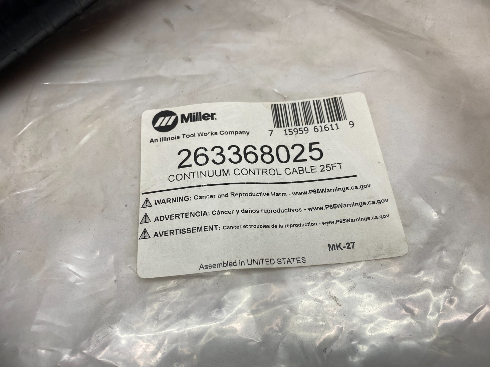 Miller Electric 263368025 Continuum Control/Motor Cable, 25ft Length - Maverick Industrial Sales