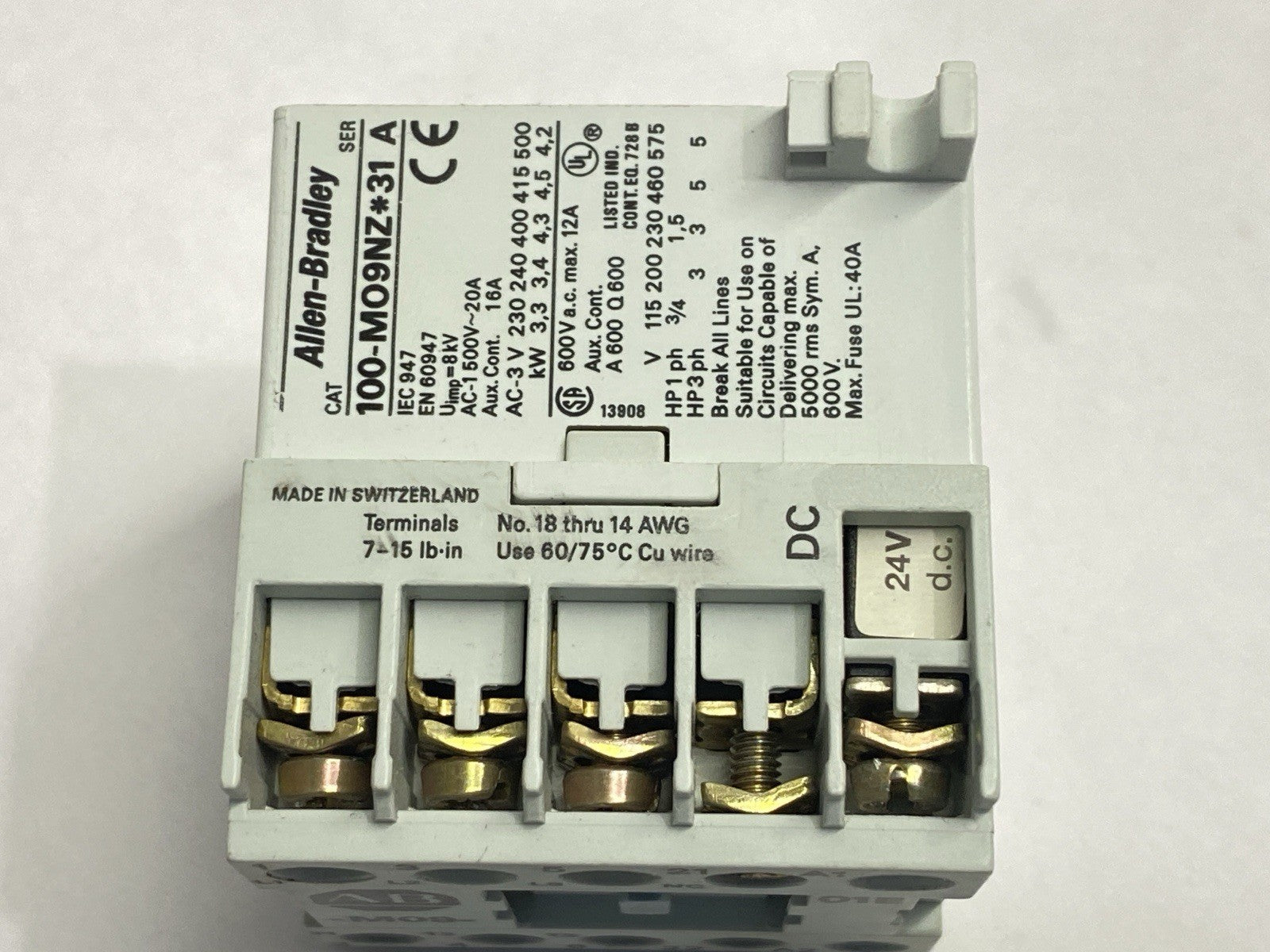 100-M09NZ2431 | Allen Bradley Ser A Mini Contactor 3-Pole 9A 24VDC Coil - Used - Maverick Industrial Sales