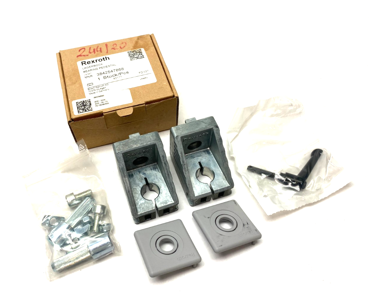 Bosch Rexroth 3842547868 Bearing Pedestal Silver Set Gray Caps - Maverick Industrial Sales