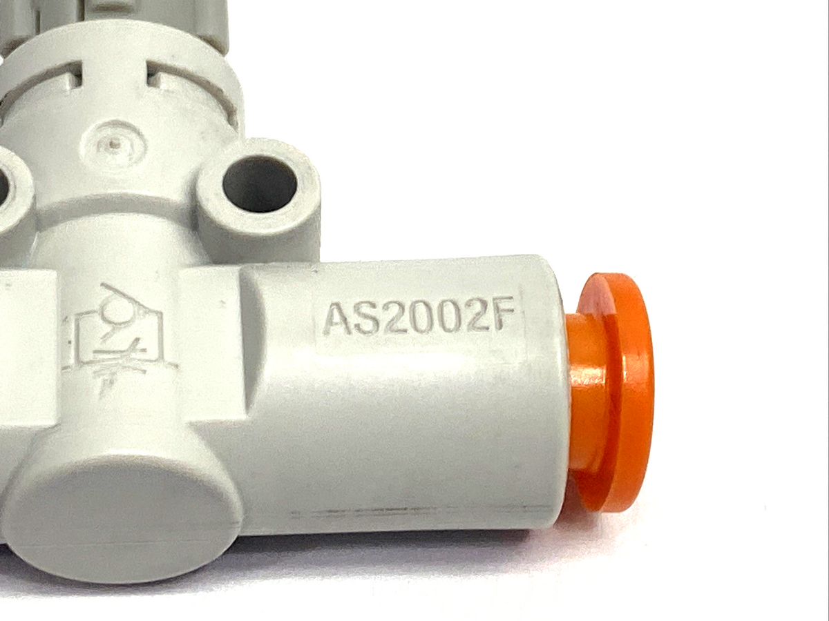 AS2002F-07 | SMC Inline Speed Control Pneumatic Fitting, 1/4" Tube O.D. LOT OF 3 - Used - Maverick Industrial Sales