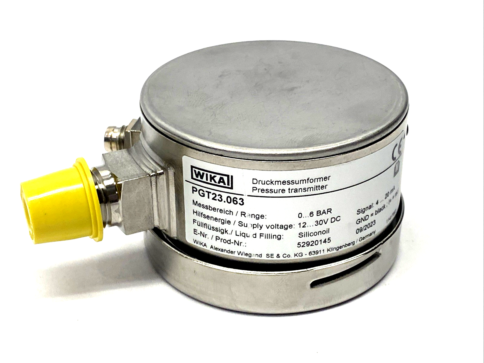 Wika PGT23.063 Bourdon Tube Pressure Gauge w/ Electrical Output 52920145 - Maverick Industrial Sales