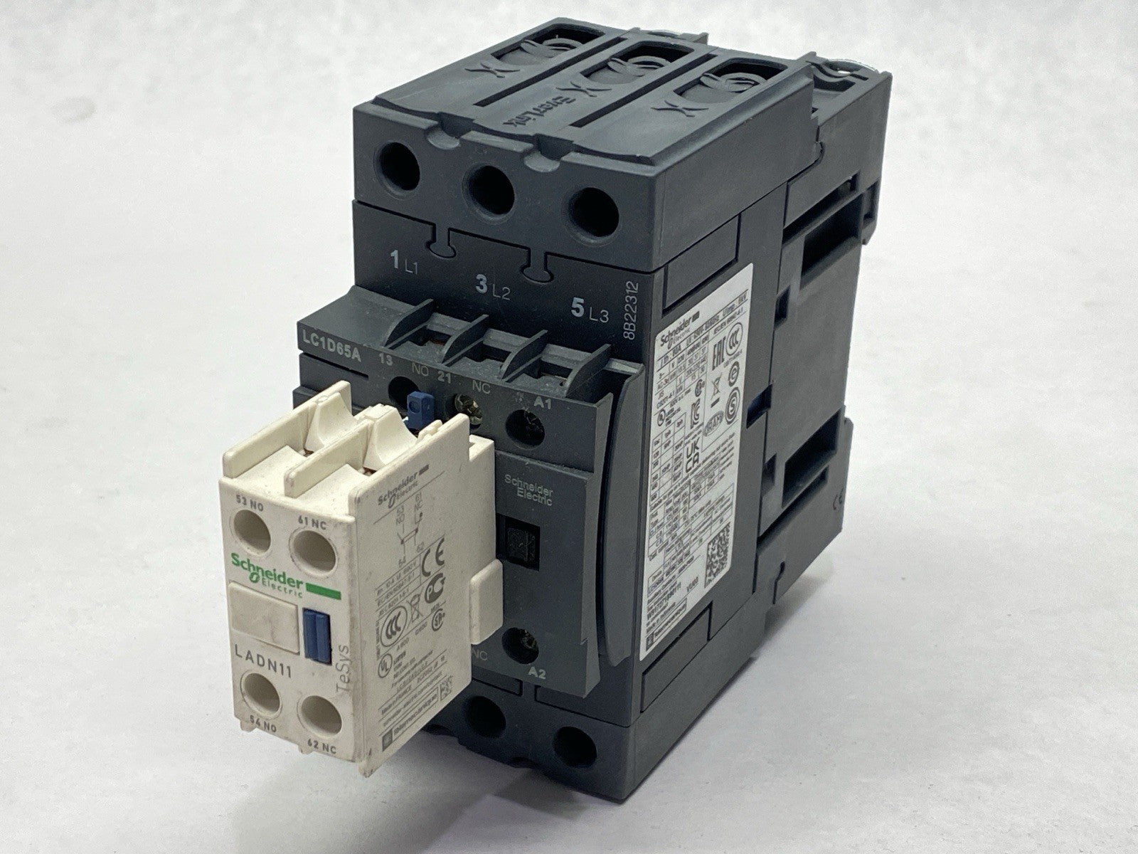 Schneider Electric LC1D65A Thermal Overload Contactor 3-Pole 65A w/ LADN11 - Maverick Industrial Sales