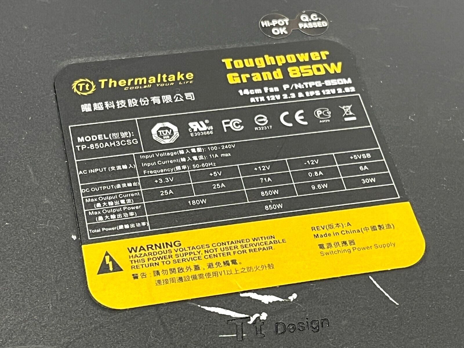 Thermaltake TP-850AH3CSG Toughpower Grand 850W Power Supply TPG-850M - Maverick Industrial Sales