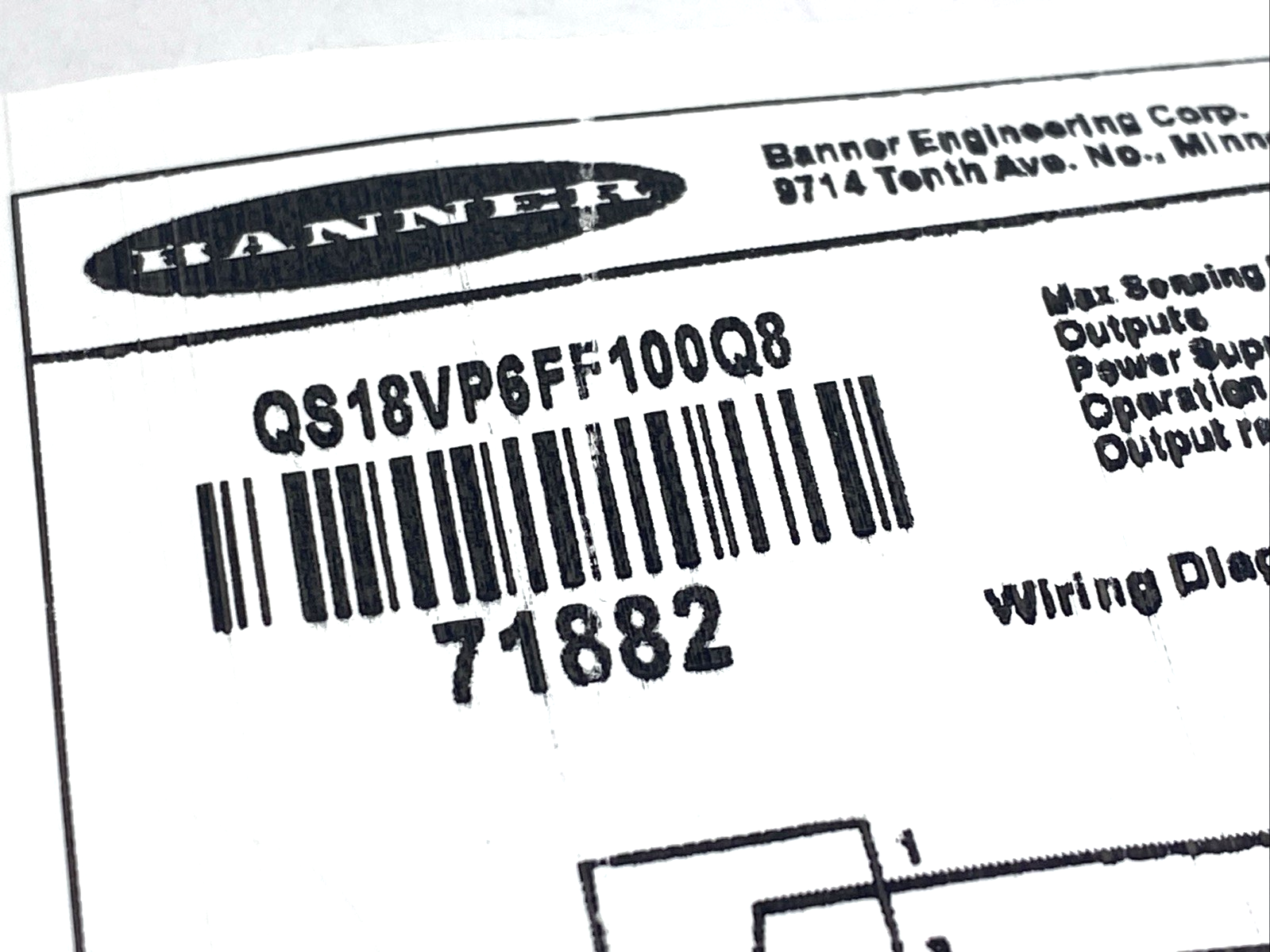 QS18VP6FF100Q8 | Banner Photoelectric Sensor 71882 - New - Maverick Industrial Sales