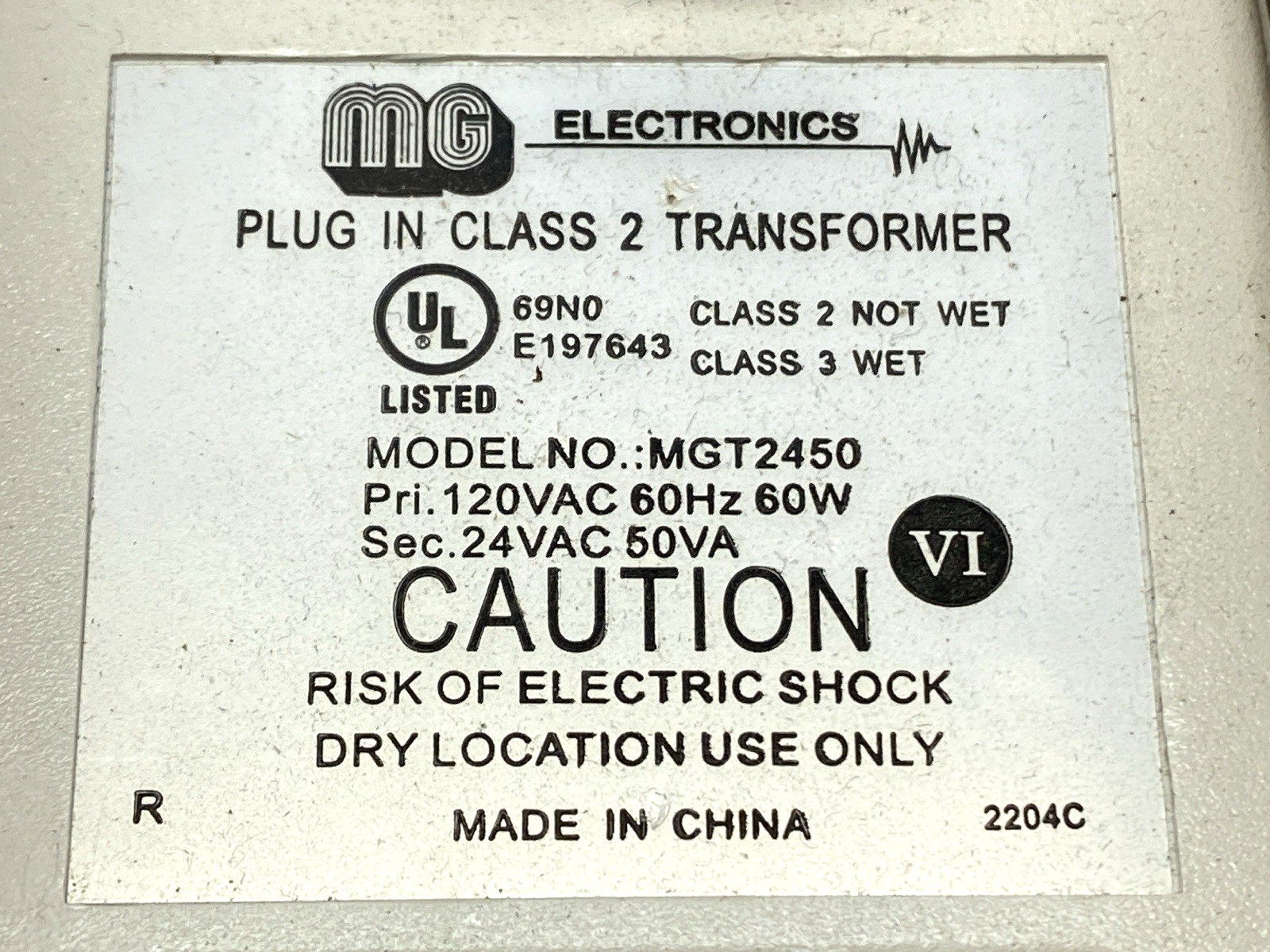 MG Electronics MGT2450 Transformer Class 2 24VAC - Maverick Industrial Sales